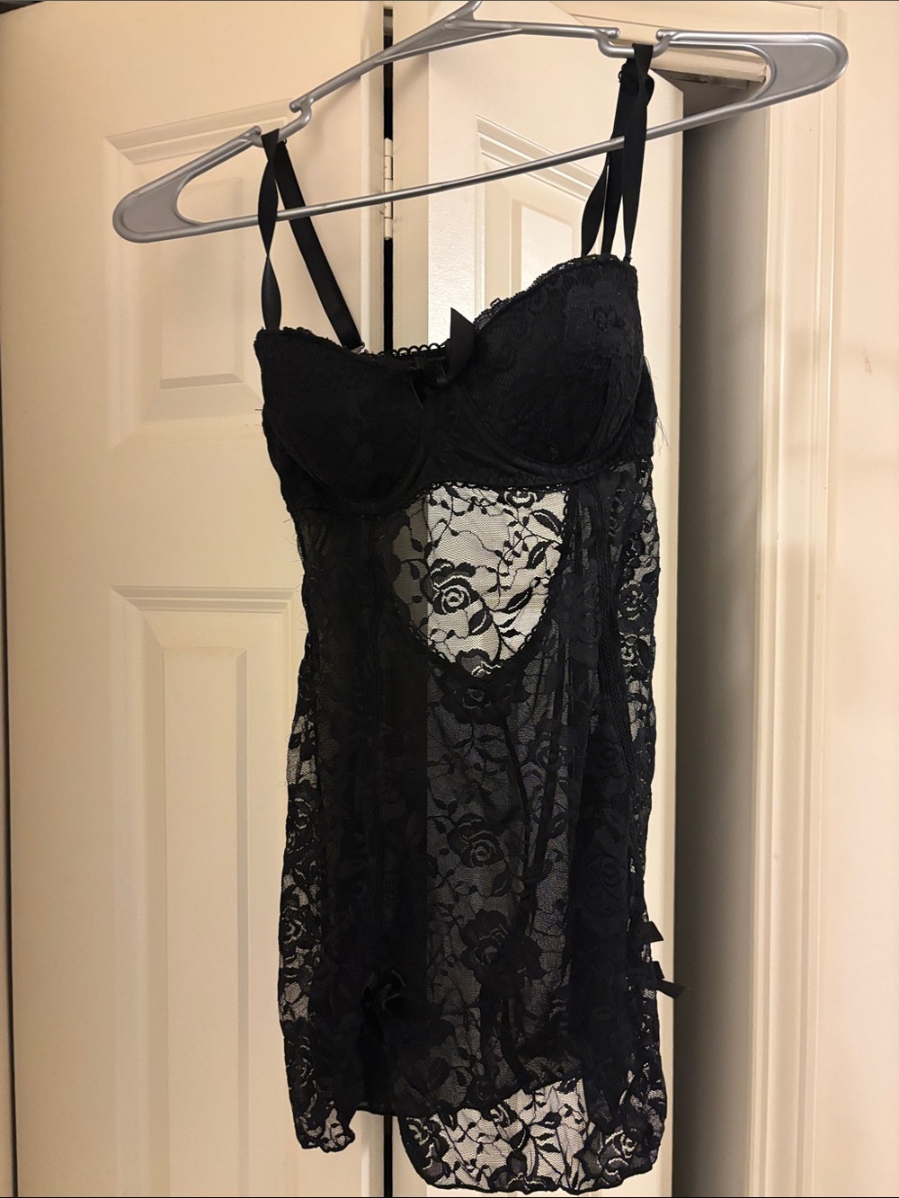 Rampage Black Sheer Lace Babydoll Chemise